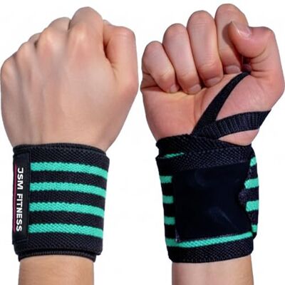 JSM FITNESS 2 bandes de poignet pour gym et crossfit, bandes de poignet pour haltérophilie, bracelet de fitness avec boucle de pouce, ajustement complet, pour homme et femme JSM FITNESS 2 bandes de poignet pour gym et crossfit, bandes de poignet pour haltérophilie, bracelet de fitness avec boucle de pouce, ajustement complet, pour homme et femme