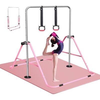 FBSPORT Barre de Gymnastique Enfant Pliable avec Hauteur Réglable Et Anneaux Barre de gymnastique à 5 niveaux de hauteur, pliable et peu encombrante, avec anneaux de gymnastique FBSPORT Barre de Gymnastique Enfant Pliable avec Hauteur Réglable Et Anneaux Barre de gymnastique à 5 niveaux de hauteur, pliable et peu encombrante, avec anneaux de gymnastique