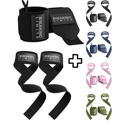 BREAKING LIMITS Ensemble de sangles de levage et de bracelets de poignet 2 bracelets, 2 aides de levage musculation, haltérophilie, musculation, entraînement de levage, dynamophilie BREAKING LIMITS Ensemble de sangles de levage et de bracelets de poignet 2 bracelets, 2 aides de levage musculation, haltérophilie, musculation, entraînement de levage, dynamophilie