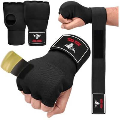 BULL DOZA FIGHT WEAR Paire de gants de boxe en gel avec sangles de poignet de 75 cm – Élastiques, rembourrés, protection du poing pour Muay Thai, MMA, arts martiaux, entraînement au sac de frappe Sous les gants – Taille BULL DOZA FIGHT WEAR Paire de gants de boxe en gel avec sangles de poignet de 75 cm – Élastiques, rembourrés, protection du poing pour Muay Thai, MMA, arts martiaux, entraînement au sac de frappe Sous les gants – Taille