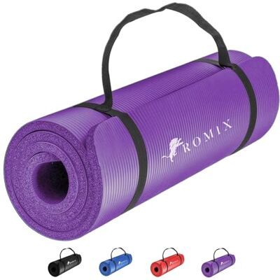 ROMIX Tapis Yoga Epais 10MM, Premium Antidérapant Tapis de Sport avec Sangle De Transport, Parfait pour Maison, Pilates, Gym, Meditation, Camping, Sport 180x60cm Résistant à la Transpiration Yoga Mat ROMIX Tapis Yoga Epais 10MM, Premium Antidérapant Tapis de Sport avec Sangle De Transport, Parfait pour Maison, Pilates, Gym, Meditation, Camping, Sport 180x60cm Résistant à la Transpiration Yoga Mat