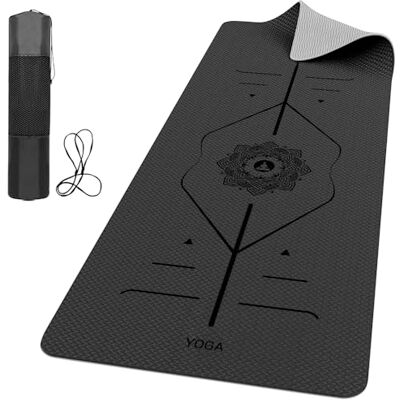 ROMIX Tapis Yoga Epais 6 mm avec Des Repères D’alignement du Corps, Antidérapant Tapis de Sport Fitness a La Maison, Premium Yoga Mat avec Sac Yoga et Sangle de Transport, Idéal au Pilates et Fitness ROMIX Tapis Yoga Epais 6 mm avec Des Repères D’alignement du Corps, Antidérapant Tapis de Sport Fitness a La Maison, Premium Yoga Mat avec Sac Yoga et Sangle de Transport, Idéal au Pilates et Fitness