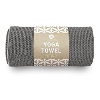 Lotuscrafts Serviette de yoga – Adhérence humide – Haute adhérence (revêtement silicone) – 183 x 61 cm – Idéal pour le yoga chaud – Ashtanga – Doux pour la peau et absorbant – Anthracite Lotuscrafts Serviette de yoga – Adhérence humide – Haute adhérence (revêtement silicone) – 183 x 61 cm – Idéal pour le yoga chaud – Ashtanga – Doux pour la peau et absorbant – Anthracite
