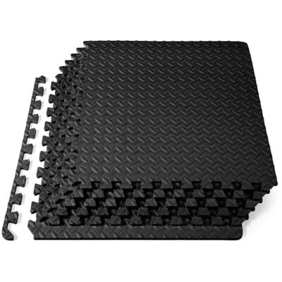 ProSource Fit Lot de 6 dalles de sol emboîtables en mousse EVA pour salle de sport à domicile, rembourrage de sol pour enfants, noir, 61 x 61 x 1,2 cm, 2,4 m² ProSource Fit Lot de 6 dalles de sol emboîtables en mousse EVA pour salle de sport à domicile, rembourrage de sol pour enfants, noir, 61 x 61 x 1,2 cm, 2,4 m²