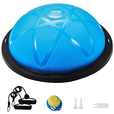 VEVOR Balle d'Équilibre Bleu/Noir/Gris/Rose/Pourpre, Demi-ballon Fitness 58/62/66cm avec Bandes d'Exercice et Pompe à Pied, Planche d'Exercice de Yoga Gym Gonflable, Capacité 300 kg VEVOR Balle d'Équilibre Bleu/Noir/Gris/Rose/Pourpre, Demi-ballon Fitness 58/62/66cm avec Bandes d'Exercice et Pompe à Pied, Planche d'Exercice de Yoga Gym Gonflable, Capacité 300 kg