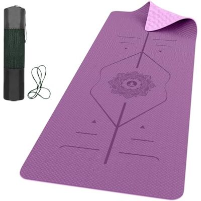 ROMIX Tapis de Yoga Antidérapant Écologique Avec Lignes d'Alignement 6mm, Tapis Yoga Professionnel Pour Poses Précises Méditation, Hommes Femmes Enfants Tapis d'exercice, Yoga Mat ROMIX Tapis de Yoga Antidérapant Écologique Avec Lignes d'Alignement 6mm, Tapis Yoga Professionnel Pour Poses Précises Méditation, Hommes Femmes Enfants Tapis d'exercice, Yoga Mat