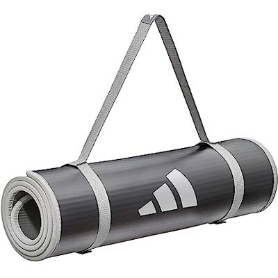 adidas Tapis d'entraînement rembourré extra épais de 10 mm avec sangle de transport et base texturée antidérapante, pour salle de sport à domicile, entraînements au sol et exercices intenses, portable adidas Tapis d'entraînement rembourré extra épais de 10 mm avec sangle de transport et base texturée antidérapante, pour salle de sport à domicile, entraînements au sol et exercices intenses, portable