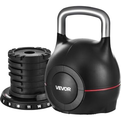 VEVOR Kettlebell réglable avec 7 niveaux de poids, aluminium moulé sous pression et matériau ABS, pour entraînement de force de préhension, entraînement complet du corps et entraînement croisé VEVOR Kettlebell réglable avec 7 niveaux de poids, aluminium moulé sous pression et matériau ABS, pour entraînement de force de préhension, entraînement complet du corps et entraînement croisé