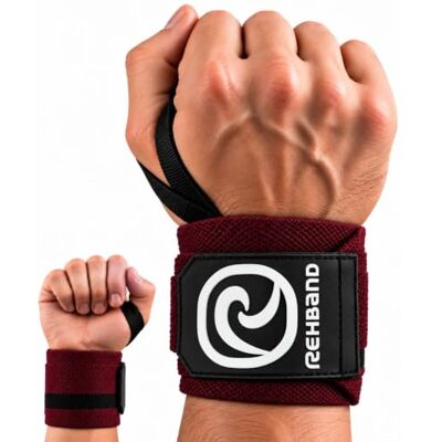 Rehband 1 paire de bandages de poignet pour entraînement de force 45 cm, confortable et stabilisateur, couleur : bordeaux, taille unique Rehband 1 paire de bandages de poignet pour entraînement de force 45 cm, confortable et stabilisateur, couleur : bordeaux, taille unique