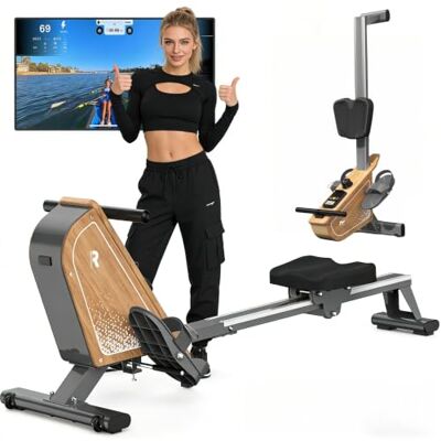 VOWVIT Rameur pour la maison OR3, rameur magnétique avec moniteur Bluetooth, 16 niveaux de résistance, rameur compact avec capacité de poids de 160 kg, rangement vertical VOWVIT Rameur pour la maison OR3, rameur magnétique avec moniteur Bluetooth, 16 niveaux de résistance, rameur compact avec capacité de poids de 160 kg, rangement vertical