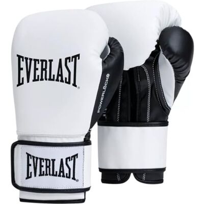 Everlast Powerlock OG Gants de boxe 473,6 g, gants de boxe blanc/noir pour sacs, gants de travail et sparring, système auto-agrippant, technologie avancée de mousse, prise en main ergonomique Everlast Powerlock OG Gants de boxe 473,6 g, gants de boxe blanc/noir pour sacs, gants de travail et sparring, système auto-agrippant, technologie avancée de mousse, prise en main ergonomique