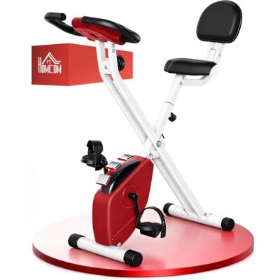 HOMCOM Vélo d'Appartement Magnétique Pliable Silencieux Écran LCD Rouge Collaboration Aosom.fr x FFHandball, Vélo de Fitness en X, Sport Maison, Cardio-training, Capteur Pouls HOMCOM Vélo d'Appartement Magnétique Pliable Silencieux Écran LCD Rouge Collaboration Aosom.fr x FFHandball, Vélo de Fitness en X, Sport Maison, Cardio-training, Capteur Pouls