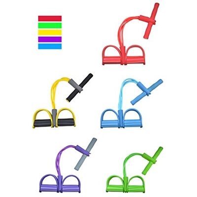 OUSU Rameur élastique à abdominaux 4 avec repose-pieds pour exercice de fitness et yoga OUSU Rameur élastique à abdominaux 4 avec repose-pieds pour exercice de fitness et yoga