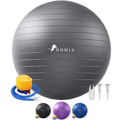 ROMIX Ballon Fitness, 65cm Grande Anti Éclatement Balle Gymnastique Avec Pompe Rapide, Anti Dérapant Epais Ball d’Exercices pour Grossesse Yoga Pilates Équilibre Stabilité Gym Bureau Sport ROMIX Ballon Fitness, 65cm Grande Anti Éclatement Balle Gymnastique Avec Pompe Rapide, Anti Dérapant Epais Ball d’Exercices pour Grossesse Yoga Pilates Équilibre Stabilité Gym Bureau Sport