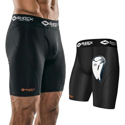 Shock Doctor Compression courte 221 avec bonnet BioFlex — Soutien athlétique avec confort et compression pour une amplitude de mouvement maximale — Jeunes et adultes (une paire de shorts et bonnet Shock Doctor Compression courte 221 avec bonnet BioFlex — Soutien athlétique avec confort et compression pour une amplitude de mouvement maximale — Jeunes et adultes (une paire de shorts et bonnet