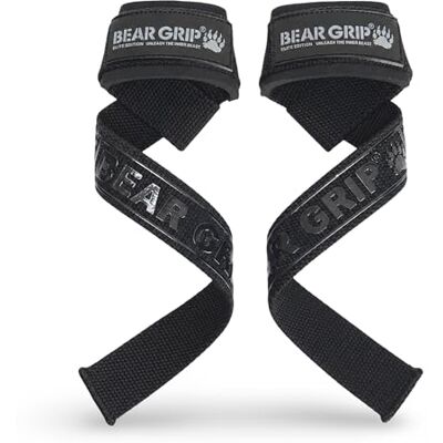 BEAR GRIP Sangles – Sangles rembourrées en néoprène de qualité supérieure à double couture pour haltérophilie, accessoires de gym pour homme et femme, adhérence avancée en gel, 100 % coton, extra BEAR GRIP Sangles – Sangles rembourrées en néoprène de qualité supérieure à double couture pour haltérophilie, accessoires de gym pour homme et femme, adhérence avancée en gel, 100 % coton, extra