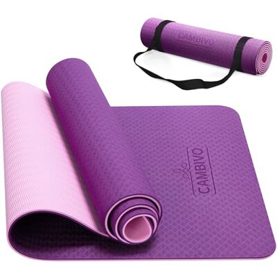 CAMBIVO Tapis de Yoga Epais 8mm Tapis de Sport Antidérapant TPE 183x61cm, Tapis Gym Yoga Mat avec Sangles pour Pilates Fitness Méditation Entraînement CAMBIVO Tapis de Yoga Epais 8mm Tapis de Sport Antidérapant TPE 183x61cm, Tapis Gym Yoga Mat avec Sangles pour Pilates Fitness Méditation Entraînement