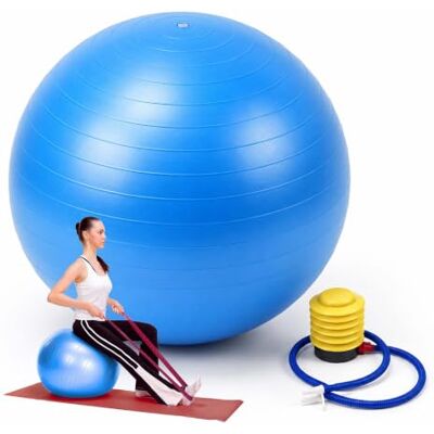 Relaxdays Ballon de gym , choix taille et couleur avec pompe, anti-éclatement, 150 kg, PVC, ballon fitness yoga & Pilates, ballon de bureau Relaxdays Ballon de gym , choix taille et couleur avec pompe, anti-éclatement, 150 kg, PVC, ballon fitness yoga & Pilates, ballon de bureau