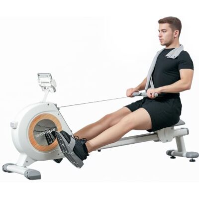 SPORTNOW Rameur Magnétique à 16 Niveaux de Résistance Blanc et Gris Rameur d'Appartement Ultra Silencieux, Support de Téléphone, Écran LCD, Stockage Vertical, Charge Max. 150 kg SPORTNOW Rameur Magnétique à 16 Niveaux de Résistance Blanc et Gris Rameur d'Appartement Ultra Silencieux, Support de Téléphone, Écran LCD, Stockage Vertical, Charge Max. 150 kg