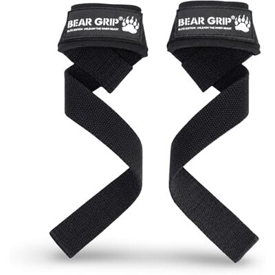 BEAR GRIP Sangles – Sangles rembourrées en néoprène de qualité supérieure à double couture pour haltérophilie, accessoires de gym pour homme et femme, adhérence avancée en gel, 100 % coton, extra BEAR GRIP Sangles – Sangles rembourrées en néoprène de qualité supérieure à double couture pour haltérophilie, accessoires de gym pour homme et femme, adhérence avancée en gel, 100 % coton, extra