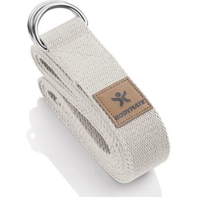 BODYMATE Sangle de yoga avec fermeture en métal, bande de yoga pour débutants et confirmés, boucle de yoga en 100 % coton, sangle de yoga de 250 cm de long et 3,8 cm de large BODYMATE Sangle de yoga avec fermeture en métal, bande de yoga pour débutants et confirmés, boucle de yoga en 100 % coton, sangle de yoga de 250 cm de long et 3,8 cm de large
