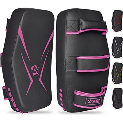 AQF Coussinets thaïlandais pour kickboxing, Muay Thai avec poignée solide, bouclier de frappe incurvé en cuir Maya Hide pour boxe, MMA, arts martiaux, taekwondo, entraînement, combat, sports, genoux, AQF Coussinets thaïlandais pour kickboxing, Muay Thai avec poignée solide, bouclier de frappe incurvé en cuir Maya Hide pour boxe, MMA, arts martiaux, taekwondo, entraînement, combat, sports, genoux,