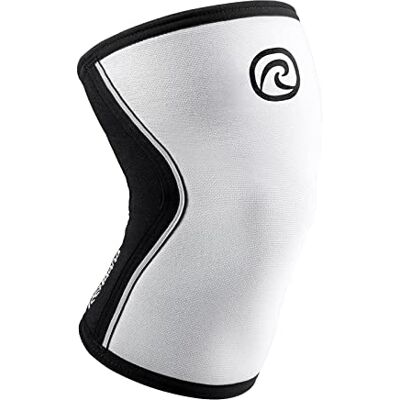 Rehband Genouillère de sport de musculation, genouillère pour cross-fit & entraînement lourd, manche genou en néoprène de 5 mm, disponible en plusieurs couleurs et tailles, unisexe, couleur : blanc, taille : M Rehband Genouillère de sport de musculation, genouillère pour cross-fit & entraînement lourd, manche genou en néoprène de 5 mm, disponible en plusieurs couleurs et tailles, unisexe, couleur : blanc, taille : M