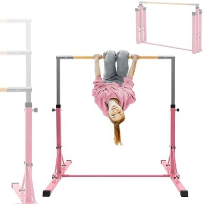 Hauki Barre de Gymnastique Pliable pour Enfants, Rose, Réglable en Hauteur 95,5-150 cm, Structure en Acier et Support en Bois, Appareil d'entraînement à la Maison Intérieur/Extérieur, Support Stable Hauki Barre de Gymnastique Pliable pour Enfants, Rose, Réglable en Hauteur 95,5-150 cm, Structure en Acier et Support en Bois, Appareil d'entraînement à la Maison Intérieur/Extérieur, Support Stable