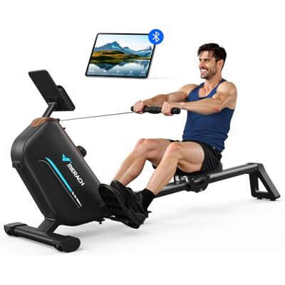 MERACH Rameur Pliable pour Usage Domestique, Réglage Intelligent de la Résistance de la Poignée sur 16 Niveaux, électro-aimant Puissant Avec Rails Allongés de 130 cm (pliable) MERACH Rameur Pliable pour Usage Domestique, Réglage Intelligent de la Résistance de la Poignée sur 16 Niveaux, électro-aimant Puissant Avec Rails Allongés de 130 cm (pliable)