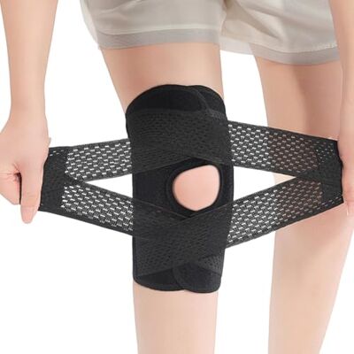 Uqezagpa Genouillère de protection pour les exercices quotidiens et la remise en forme physique, tissu polyester doux, ajustement sécurisé, renforcement du genou Uqezagpa Genouillère de protection pour les exercices quotidiens et la remise en forme physique, tissu polyester doux, ajustement sécurisé, renforcement du genou