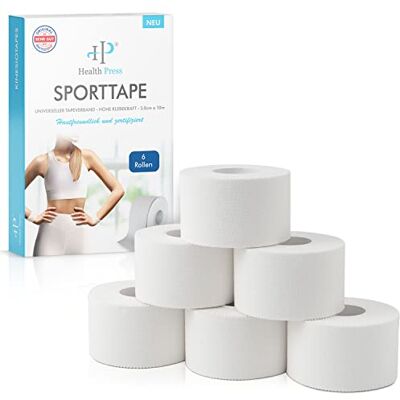 Health Press ® Sport Tape 6 Rouleaux (3,8 cm x 10 m) Bande de Sport Professionnelle Déchirable Tape Blanc pour Articulations, Muscles et Ligaments Tape Athlétique Médical pour Tous les Sports Health Press ® Sport Tape 6 Rouleaux (3,8 cm x 10 m) Bande de Sport Professionnelle Déchirable Tape Blanc pour Articulations, Muscles et Ligaments Tape Athlétique Médical pour Tous les Sports