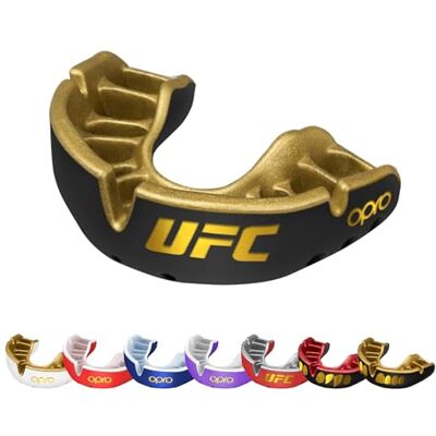 Opro Protège-dents Gold Level UFC Protège-dents pour adultes et juniors avec technologie révolutionnaire pour UFC, boxe, MMA, arts martiaux, BJJ et tous les sports de combat (Noir, adulte) Opro Protège-dents Gold Level UFC Protège-dents pour adultes et juniors avec technologie révolutionnaire pour UFC, boxe, MMA, arts martiaux, BJJ et tous les sports de combat (Noir, adulte)