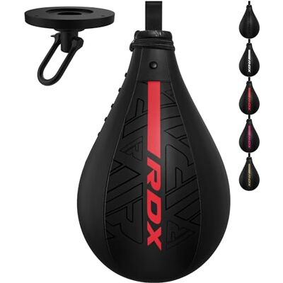 RDX Kit de montage de balle de boxe et de pivot en cuir Maya Hide avec vessie supplémentaire, MMA, Muay Thai, frappe, entraînement aux arts martiaux, entraînement à domicile, gym RDX Kit de montage de balle de boxe et de pivot en cuir Maya Hide avec vessie supplémentaire, MMA, Muay Thai, frappe, entraînement aux arts martiaux, entraînement à domicile, gym
