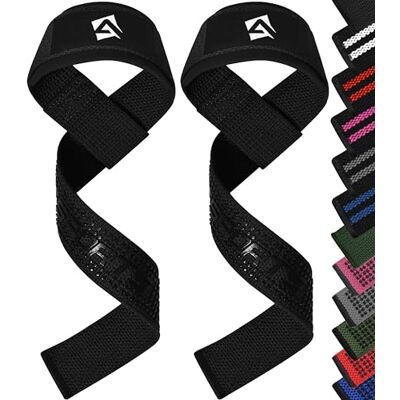 AQF Straps Powerlifting en néoprène rembourré avec support de poignet, poignées de gymnastique, poignets pour entraînement, musculation, puissance AQF Straps Powerlifting en néoprène rembourré avec support de poignet, poignées de gymnastique, poignets pour entraînement, musculation, puissance