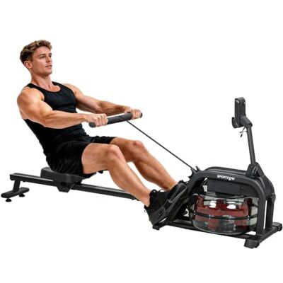 SPORTNOW Rameur à Eau, Résistance Ajustable, Réservoir 6-11L, Noir Rameur Musculation d'Appartement, Écran LCD, Support de Tablette, Assise Large, Rangement Vertical, Charge Max.135 kg, Acier SPORTNOW Rameur à Eau, Résistance Ajustable, Réservoir 6-11L, Noir Rameur Musculation d'Appartement, Écran LCD, Support de Tablette, Assise Large, Rangement Vertical, Charge Max.135 kg, Acier