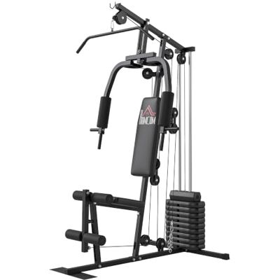 HOMCOM Station de musculation fitness machine de musculation avec 9 blocs de poids de 5 kg, 45kg au total, entraînement complet 200 x 135 x 103 cm HOMCOM Station de musculation fitness machine de musculation avec 9 blocs de poids de 5 kg, 45kg au total, entraînement complet 200 x 135 x 103 cm
