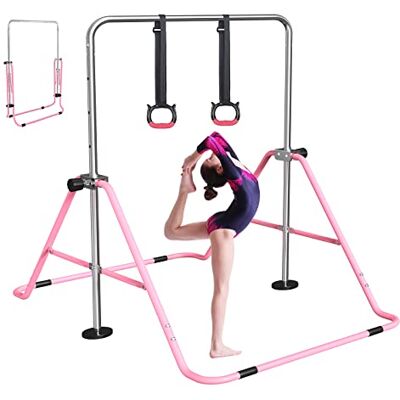 FBSPORT Barre de Gymnastique Enfant Pliable avec Hauteur Réglable Et Anneaux FBSPORT Barre de Gymnastique Enfant Pliable avec Hauteur Réglable Et Anneaux