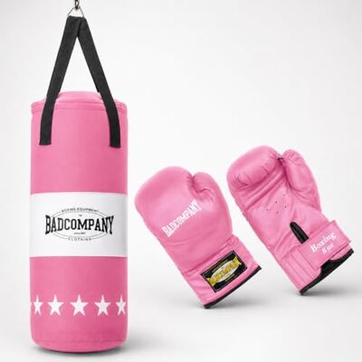 Bad Company Kit de boxe pour enfants et adolescents jusqu'à 12 ans Sac de frappe avec suspension de 55 x 25 cm et gants de boxe pour enfants de 227 g Sac de frappe à suspendre Bad Company Kit de boxe pour enfants et adolescents jusqu'à 12 ans Sac de frappe avec suspension de 55 x 25 cm et gants de boxe pour enfants de 227 g Sac de frappe à suspendre