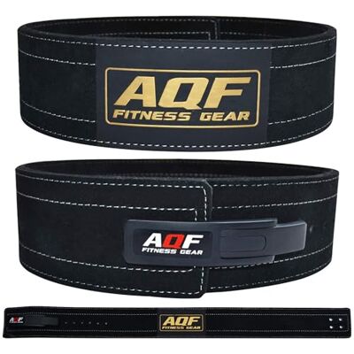 AQF Ceinture d'haltérophilie en cuir de vachette 10,2 cm de large x 10 mm d'épaisseur Boucle à levier en cuir de vache Doublure en daim Noir et marron AQF Ceinture d'haltérophilie en cuir de vachette 10,2 cm de large x 10 mm d'épaisseur Boucle à levier en cuir de vache Doublure en daim Noir et marron