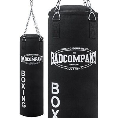 Bad Company Sac de frappe avec chaîne en acier robuste I Sac de frappe en toile rempli/non rempli I 80 x 30 cm I 100 x 30 cm Bad Company Sac de frappe avec chaîne en acier robuste I Sac de frappe en toile rempli/non rempli I 80 x 30 cm I 100 x 30 cm