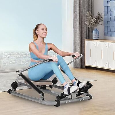 OMGGYER Rameur pour la maison, pliable, hydraulique réglable, avec assise souple, écran LCD et long rail, pour exercices cardio et fitness à domicile, résistance jusqu'à 55 kg OMGGYER Rameur pour la maison, pliable, hydraulique réglable, avec assise souple, écran LCD et long rail, pour exercices cardio et fitness à domicile, résistance jusqu'à 55 kg