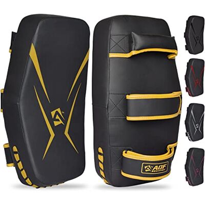 AQF Coussinets thaïlandais pour kickboxing, Muay Thai avec poignée solide, bouclier de frappe incurvé en cuir Maya Hide pour boxe, MMA, arts martiaux, taekwondo, entraînement, combat, sports, genoux, AQF Coussinets thaïlandais pour kickboxing, Muay Thai avec poignée solide, bouclier de frappe incurvé en cuir Maya Hide pour boxe, MMA, arts martiaux, taekwondo, entraînement, combat, sports, genoux,