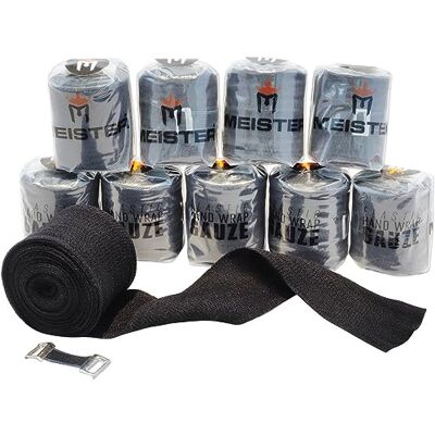 Meister Lot de 10 bandages élastiques en gaze pour boxe et MMA Style mexicain Meister Lot de 10 bandages élastiques en gaze pour boxe et MMA Style mexicain