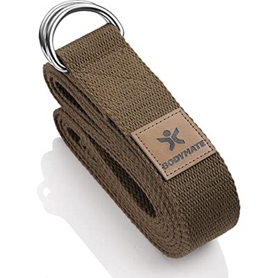 BODYMATE Sangle de yoga avec fermeture en métal, bande de yoga pour débutants et confirmés, boucle de yoga en 100 % coton, sangle de yoga de 250 cm de long et 3,8 cm de large BODYMATE Sangle de yoga avec fermeture en métal, bande de yoga pour débutants et confirmés, boucle de yoga en 100 % coton, sangle de yoga de 250 cm de long et 3,8 cm de large