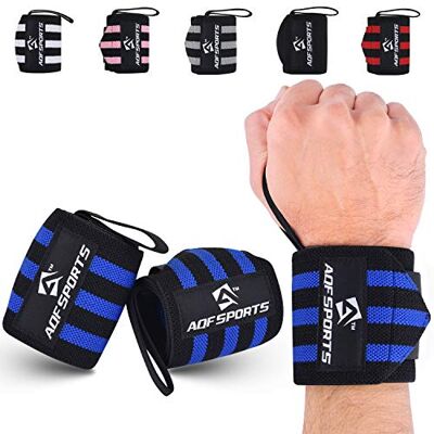 AQF Sangles de poignet de 45,7 cm pour haltérophilie, gym, entraînement avec boucle pour pouce AQF Sangles de poignet de 45,7 cm pour haltérophilie, gym, entraînement avec boucle pour pouce