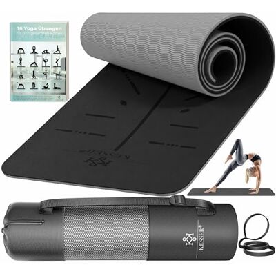 KESSER ® Tapis de gymnastique avec sangle de transport antidérapant TPE Tapis de yoga rembourré & antidérapant Tapis de fitness, sport, d'entraînement, 183 x 61, Pilates extra-épais KESSER ® Tapis de gymnastique avec sangle de transport antidérapant TPE Tapis de yoga rembourré & antidérapant Tapis de fitness, sport, d'entraînement, 183 x 61, Pilates extra-épais