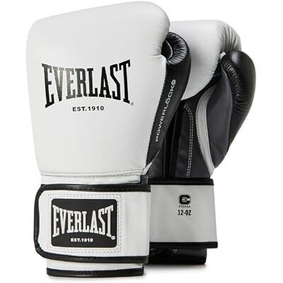 Everlast Powerlock OG Gants de boxe avancés de 414 g, gants de boxe blanc/noir pour sacs, gants de travail et sparring, système EverDri, technologie mousse C3, prise en main ergonomique – Authentic Everlast Powerlock OG Gants de boxe avancés de 414 g, gants de boxe blanc/noir pour sacs, gants de travail et sparring, système EverDri, technologie mousse C3, prise en main ergonomique – Authentic