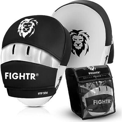 FIGHTR ® Pattes d'ours de qualité supérieure avec rembourrage et stabilité idéaux Pattes d'ours pour les sports de combat avec sac de transport (blanc/noir) 2 pattes d'ours pour la boxe, le FIGHTR ® Pattes d'ours de qualité supérieure avec rembourrage et stabilité idéaux Pattes d'ours pour les sports de combat avec sac de transport (blanc/noir) 2 pattes d'ours pour la boxe, le
