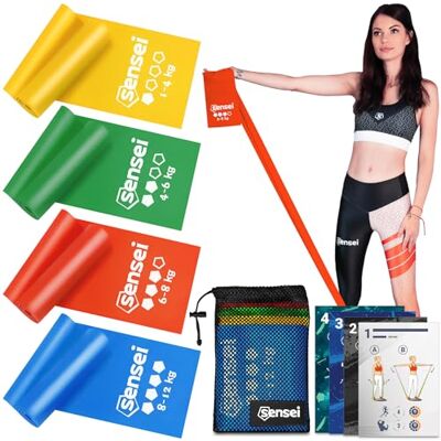 Sensei ® Bandes de Résistance & Fitness Elastiques (200 cm) Bandes de Gymnastique Extra Longues en Latex 100% Naturel Idéal pour la Physiothérapie, Pilates, Yoga & Musculation E-Book Inclus Sensei ® Bandes de Résistance & Fitness Elastiques (200 cm) Bandes de Gymnastique Extra Longues en Latex 100% Naturel Idéal pour la Physiothérapie, Pilates, Yoga & Musculation E-Book Inclus