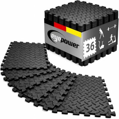 EYEPOWER Lot de 36 tapis de protection de sol 3,24 m² 30 x 30 x 1 cm EYEPOWER Lot de 36 tapis de protection de sol 3,24 m² 30 x 30 x 1 cm